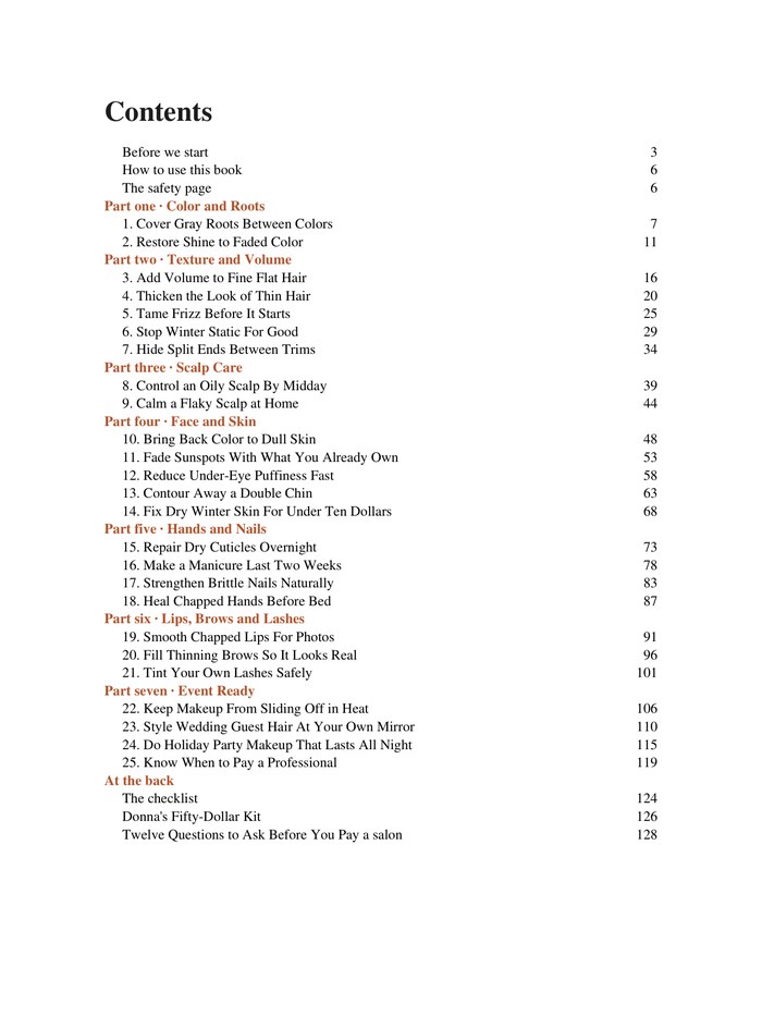 The book's table of contents